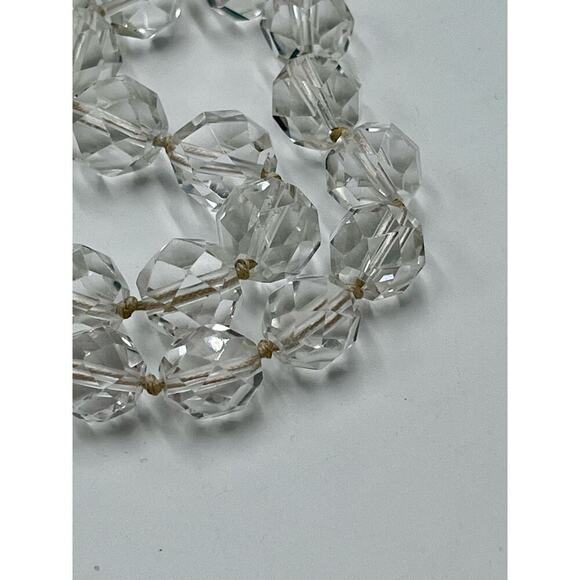 Faceted Rock Crystal Graduated Vintage Gold Filled Clasp Single Strand Necklace - Picture 15 of 16